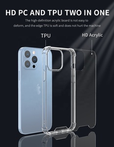 1.0Mm Mỏng Trong Suốt Pha Lê Rõ Ràng <span class=keywords><strong>TPU</strong></span> <span class=keywords><strong>Bumper</strong></span> Điện Thoại Trường Hợp Đối Với <span class=keywords><strong>iPhone</strong></span> 13 14 Pro Max 14 13 12 11-Chống Sốc Bảo Vệ - Product Image 5