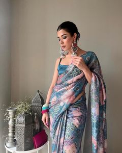 Saree de seda Vichitra con Secuencia de trabajo, Border Saree con blusa, hermoso, azul claro, encantador - Product Image 2