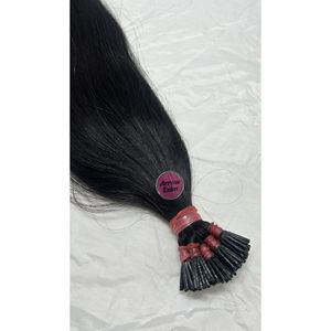 Extensiones de Cabello Indio Natural Liso con Punta I, 100% Virgen Remy, Puntas Pre-Adheridas, Cutícula Alineada, Negras, Calidad de Salón - Product Image 1