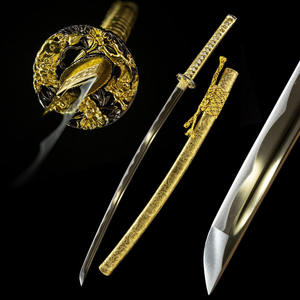 Коллекционный цельный самурайский меч ручной работы Longquan, золотой, для косплея, реквизит, подарок для мужчин, оптом - Product Image 1