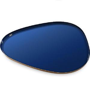 Plateau ovale en métal de conception moderne avec émaillé bleu à l'intérieur de la table à manger assiette décorative plateau de service alimentaire à dessert - Product Image 1