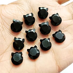 Natural Black <b>Onyx</b> Hand Carved Loose Gemstone Cat Charms Beads 12mm Wholesale Kitty Cat Carving Beads for Jewelry Making Bulk - Product Image 5