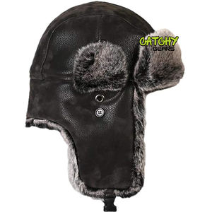 Chapeau d'aviateur d'hiver pour homme avec rabat d'oreille CHAUD, imperméable, fausse fourrure pour les sports, les fêtes, la pêche - Product Image 4