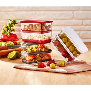 Dual Rectangular Crystal Kitchen <b>Storage</b> Container BPA Free Plastic Transparent Lightweight Large Capacity <b>Stackable</b> Food - Product Image 3