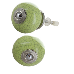 Venta caliente verde craquelado perillas de cerámica Diseño Industrial estilo gabinete cajón manija Tiradores para cocina dormitorio tocador - Product Image 2