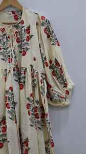 Robe maxi d'été pour femmes en pur coton, imprimé floral bohème, imprimé à la main, manches longues, indienne, écologique, naturelle, lavable - Product Image 3