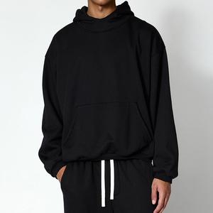 2025 sweat à capuche et sweats en coton surdimensionné noir pour hommes étiquette de marque personnelle personnalisée conception d'épaule tombante pour l'hiver - Product Image 1