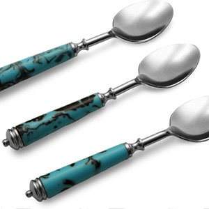 Blue Resin Cutlery Stainless Steel Resin Handle HOT SELLING Cutlery Selandia Rattan Salad Server Set of 2 MADE IN INDIAA - Product Image 1