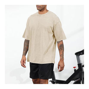 High Street Style Hombres Lavado con ácido Camisetas de hombro caído de gran tamaño 100% Algodón Peso pesado Ajuste suelto 300 GSM - Product Image 4