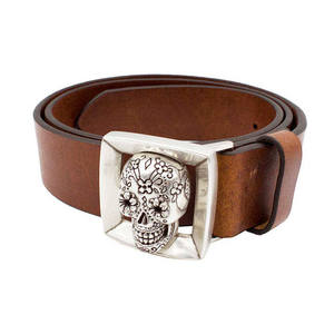 Cinturón de cuero con hebilla de Metal de aleación para hombre y mujer de lujo de alta calidad, diseño de calavera vegetal Vintage - Product Image 1