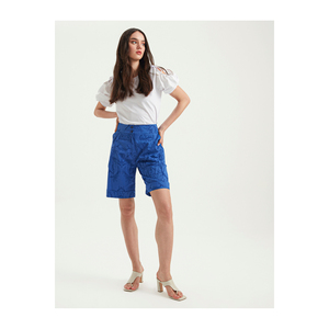Shorts décontractés pour femmes, respirants, en mélange de coton, écologiques, à motifs, fabriqués en Turquie - Product Image 2