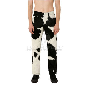Pantalones de piel de vaca con pelo de diseñador para hombre, logotipo personalizado disponible, pantalones de piel de pelo de lujo para hombre, piel de vaca real, calidad hecha a mano - Product Image 1