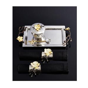 Juego de bandejas para servir alimentos de madera y latón de dos bandejas para servir dulces de forma cuadrada para bodas y eventos - Product Image 3