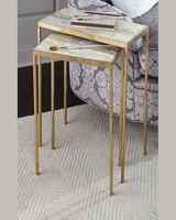 Ensemble de tables basses gigognes modernes et durables en trois parties avec cadre métallique personnalisé pour la décoration intérieure du salon, haute qualité