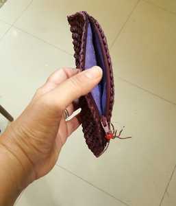 Colorful Bohemian Vintage Straw Handmade Beach <b>Bag</b> Women Crochet Fan Shaped Purse Summer <b>Raffia</b> Clutch Customized Dark Purple - Product Image 4