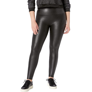Haute qualité personnalisé femmes taille haute pantalon en cuir taille élastique décontracté plat avant hiver Streetwear écologique - Product Image 1