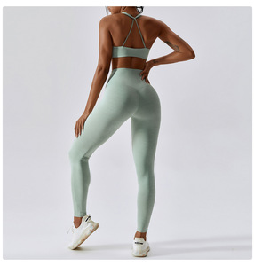 Vente en gros Vêtements de sport sexy pour femmes Soutien-gorge et short de yoga Ensembles leggings Tenues de sport nues Vêtements de fitness et de gymnastique - Product Image 6