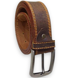 Ceinture en cuir de buffle pleine fleur vintage classique boucle ardillon confortable décontracté longueur personnalisée ceintures en cuir véritable du Pakistan - Product Image 5