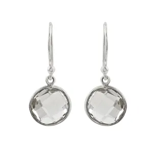 New trendy fancy shaped 925 sterling silver crystal faceted stone dangler drop earring women jewelry