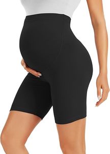 Womens Eco-Friendly Maternity Shorts Running Yoga Shorts Custom Logo Stretchy Fit Moisture Wicking <b>Black</b> Polyester Biker Shorts - Product Image 6