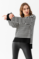 Nouveau tricot personnalisé à la mode à dos long pull-over col rond élastique chaud style rayé haute qualité pull d'hiver services OEM