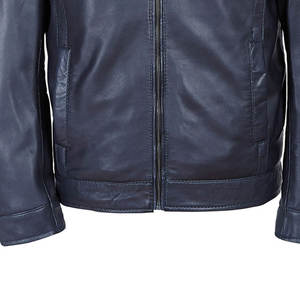 Chaqueta de cuero ajustada de invierno para hombre con diseño personalizado, transpirable, cuello redondo, cierre de cremallera, tela de lona - Product Image 5