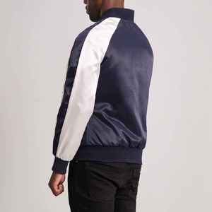 Chaqueta Universitaria de Satén de Poliéster con Logotipo Bordado Personalizado al por Mayor para Hombre, Tipo de Cierre con Cremallera, Chaqueta Universitaria de Béisbol - Product Image 2