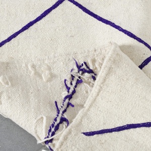 Tissé à la main marocain Beni Ouarain tapis laine/soie lavable diamant treillis rayé abstrait Design maison salon Rectangle - Product Image 4