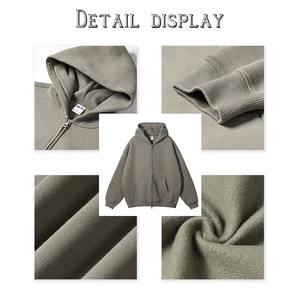 Sweat à capuche zippé 100 % coton personnalisé, coupe classique, polaire 360g, écologique, respirant, haute qualité, brodé – Nouveauté très prisée pour homme - Product Image 2