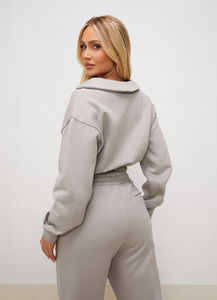 ชุดวอร์มสีดำ2ชิ้นสำหรับผู้หญิงชุดวิ่งพร้อมกระเป๋าระบายอากาศมีฮู้ดและกางเกงวอร์มใหม่ล่าสุดออกแบบได้ตามต้องการ - Product Image 4