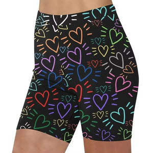 Shorts pour femmes de haute qualité, personnalisés, imprimés par transfert thermique, coupe-vent, en polyester/nylon, taille élastique, performance d'évacuation de l'humidité - Product Image 1
