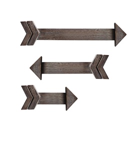 Flecha de madera Decoración de pared Carteles colgantes rústicos Casa de campo Flechas de madera decorativas-Señal de flecha marrón Decoración para el hogar (paquete de 3) - Product Image 1