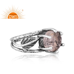 Handcrafted Oxidized Sterling Silver Natural Black Rutile Gemstone <b>Statement</b> <b>Ring</b> Custom Jewelry Manufacturer - Product Image 3