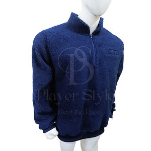 Sudadera con Capucha de Forro Polar Sherpa Azul Marino de Alta Calidad, Corte Regular, Invierno, Logotipo Personalizado Bordado, Diseño de Jugador, Aplique, Teñido Liso, Color Sólido - Product Image 2
