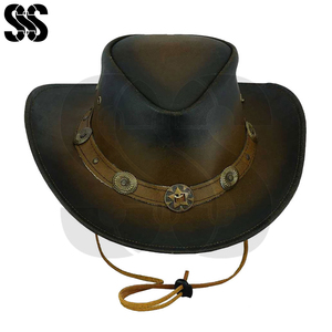 Meilleur chapeau de cavalier en cuir/virole de cuir pour homme, style western cowboy, équestre, durable, personnalisable pour l'équitation en plein air - Product Image 4