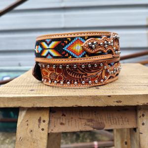 Cinturón Vaquero de Cuero Vacuno Occidental Hecho a Mano con Cuentas del Suroeste, Cinturón de Rodeo Vintage de Aleación Ecológica al Mejor Precio - Product Image 4