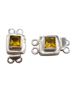 Fermoir de boîte de pierres précieuses en citrine de forme carrée 1-2 brins 19X10X8mm argent étoilé et plaqué or 18 carats fabrication de bijoux composant B616 - Product Image 4