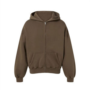 Nueva Sudadera con Capucha Corta para Hombre, con Cierre, Color Sólido, Hombros Caídos, con Logotipo Personalizado, Gruesa, 100% Algodón, Unisex - Product Image 1
