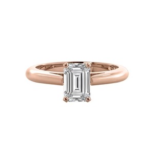 Anillo de compromiso de diamante cultivado en laboratorio certificado de calidad premium, corte esmeralda, para uso diario, regalo, oro macizo de 14K, engaste de púas G-VS2 - Product Image 3