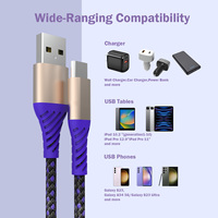 Câble de charge rapide USB-A vers USB-C 3A de luxe, couleur ombrée, 1 m, prise en aluminium, gaine en PVC, boîtier métallique, compatible iPhone/iPad, appareil photo, MFI Stock