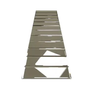 Estructura sólida 3 \ "X 10 \" Borde biselado Metro Espejo Vidrio Azulejo decorativo para gimnasio Comedor Cortina Pared Plana 55 piezas por caja - Product Image 1