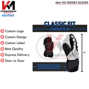 Gants de hockey sur glace OEM en gros, sangle réglable, port confortable, gants de hockey sur glace personnalisés OEM, légers, ajustement flexible, rapides - Product Image 3