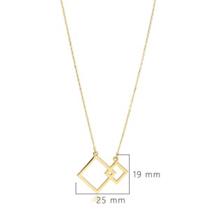 Collier à breloques carrés géométriques entrelacés, fabrication artisanale turque, bijoux en argent sterling 925 en gros - Product Image 3