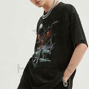 Personalizado al por mayor camisetas de calle transpirable Hip Hop DTG impresión Vintage cuello redondo ácido lavado camiseta hombres - Product Image 4