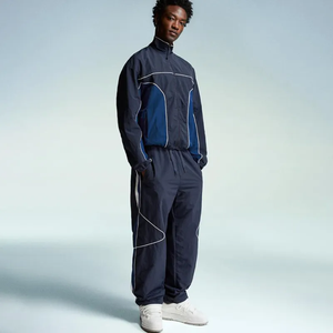 Conjunto Deportivo Personalizado de Poliéster/Algodón para Hombre, Pantalones Deportivos Transpirables de Forro Polar para Invierno, Chaqueta Cortavientos con Cremallera, Conjunto Deportivo Informal - Product Image 1