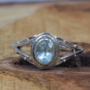 925 bague en argent Sterling topaze bleue parfaite filles bague bijoux naturels bague faite à la main solide 925 bijoux en argent Sterling pierres précieuses - Product Image 4