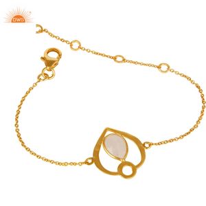 Bracelet en pierre de lune arc-en-ciel naturelle, bijou à la mode pour femmes, plaqué or, argent, fabrication de bijoux - Product Image 4