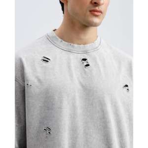 Tissu en jersey 100 % coton, délavé et vieilli, respirant, infroissable, avec motifs de lettres logo, style ajusté, 180g 240g 300g - Product Image 4