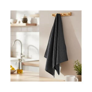 Serviettes de cuisine en coton à carreaux bleu clair et blanc, 100% certifiées GOTS pour la qualité et la durabilité, tissées rectangulaires, lavables en machine - Product Image 3