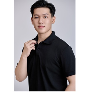 Chemise décontractée à manches courtes en tricot TC noir, fabrication vietnamienne, 60% coton + 40% polyester, devant 200 grammes - Product Image 5